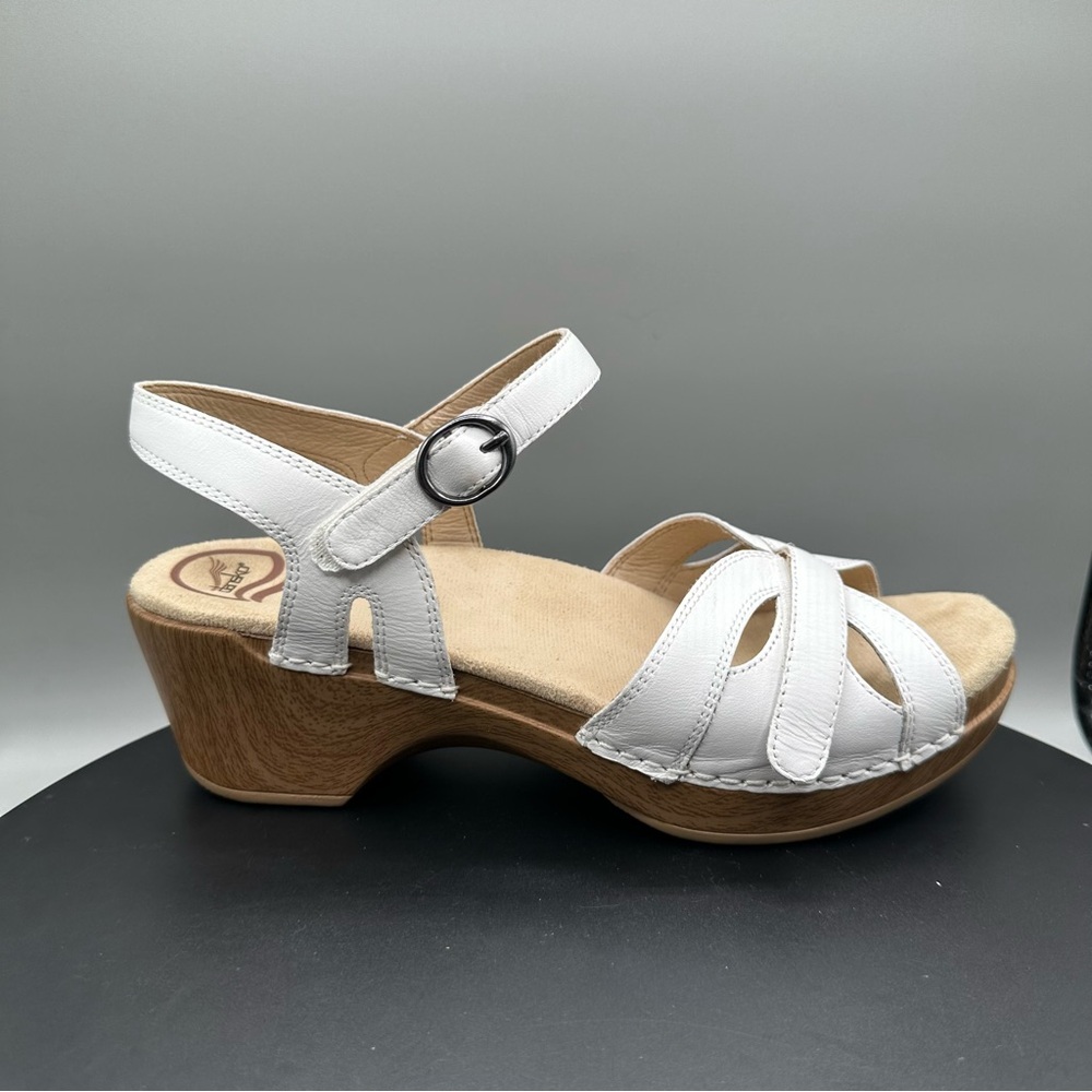 Dansko Season White Full Grain Heeled Sandals Women 39 - Picture 3 of 10